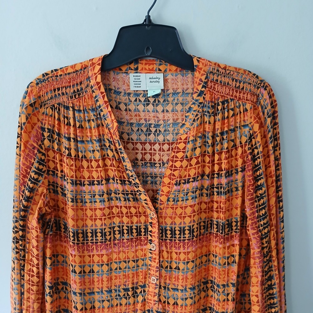 Anthropologie Elyn Tunic Dress Size XS Mini Drop Waist Long Sleeve Button Up - Picture 2 of 14